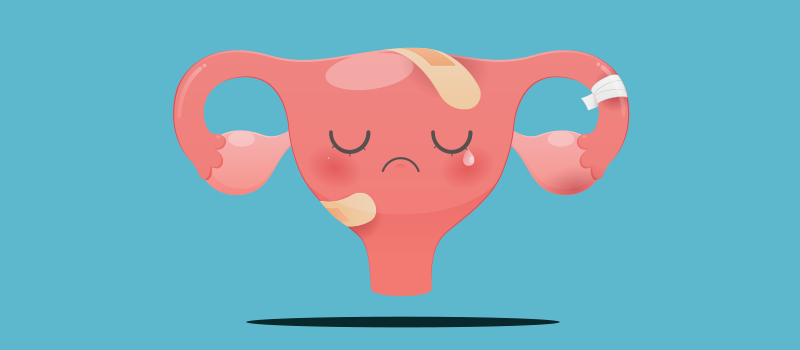 cartoon uterus with sad face