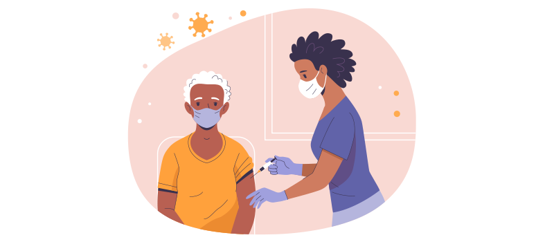 person getting covid vaccine cartoon