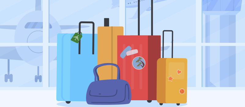 Traveling with medications graphic of suitcases