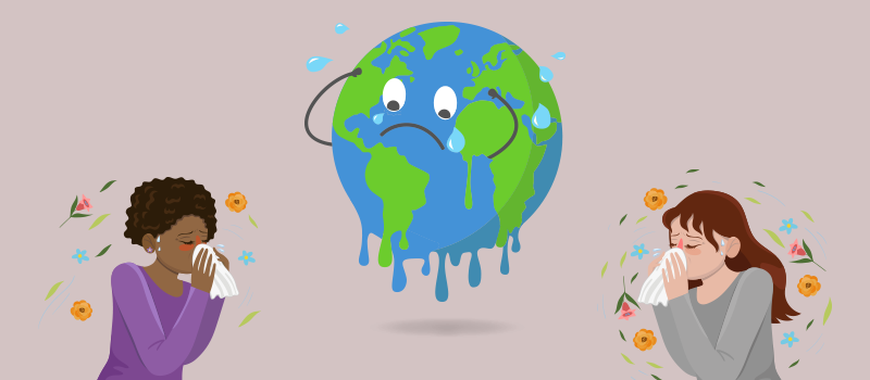 Allergy and earth cartoon