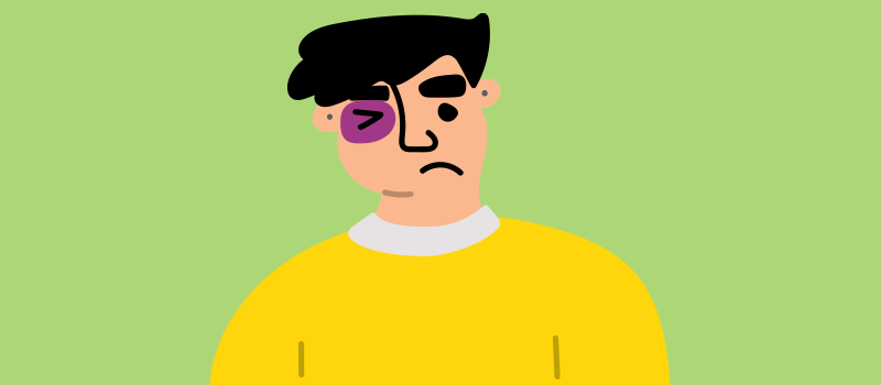 cartoon man with a black eye bruise