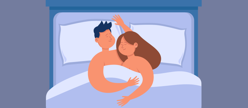 Cartoon couple laying in bed together