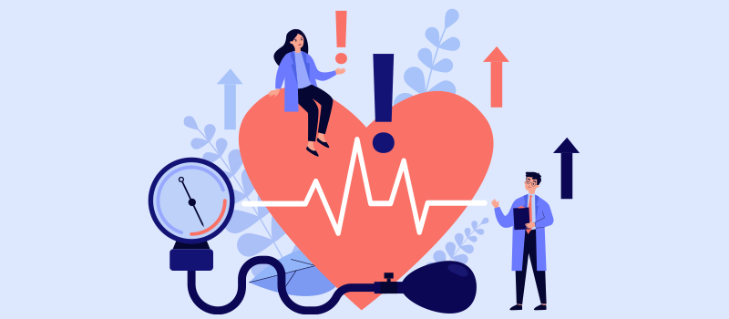 A cartoon of a heart and doctors providing atrial fibrillation treatment.