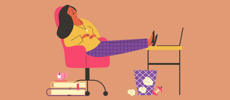 cartoon woman sleeping at desk